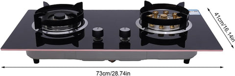 2-Burner Gas Stove 4.2KW & 5.2KW Dual Burners, Drop-in Propane Gas Cooker Tempered Glass, Flameout Protection for Home Kitchens and RVs