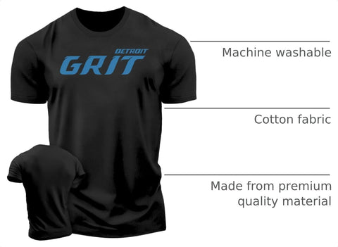 Detroit Grit T-Shirt for Men, Athletic Running Gym Workout Short Sleeve Shirt