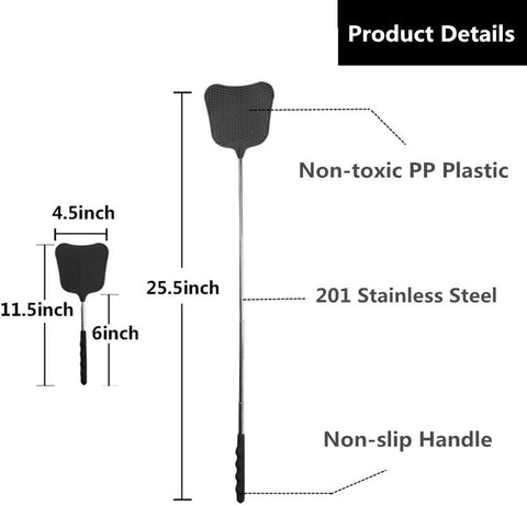 2Pack Telescopic Fly Swatters, Plastic Fly Swatter, Extendable Flyswatter