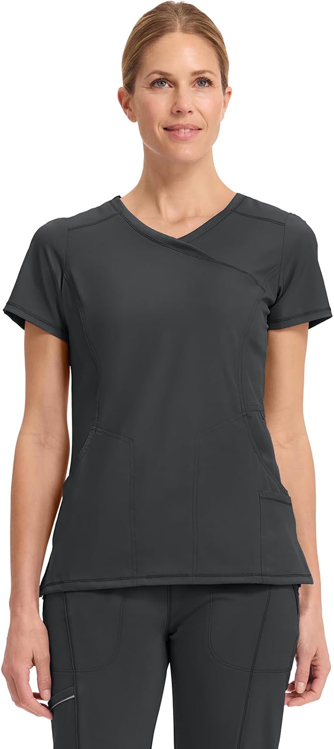 Cherokee Infinity Scrub Top for Women Mock Wrap Stretch