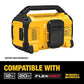 DEWALT 20V MAX Bluetooth Speaker, 100 ft Range, Durable for Jobsites, Phone Holder Included, Lasts 8-10 Hours with Single Charge (DCR010)