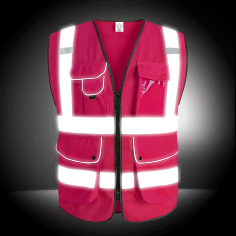XIAKE 9 Pockets Class 2 High Visibility Reflective Safety Vest for Men Women,Meets ANSI/ISEA Standard