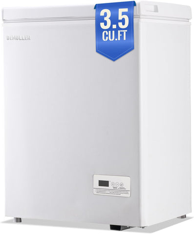 DEMULLER 63L Mini Deep Freezer with Electronic Temperature Control Panel Small Chest Freezers with Two Baskets White (-12℉ to 50℉) Ideal for Home Kitchen Dorm Office