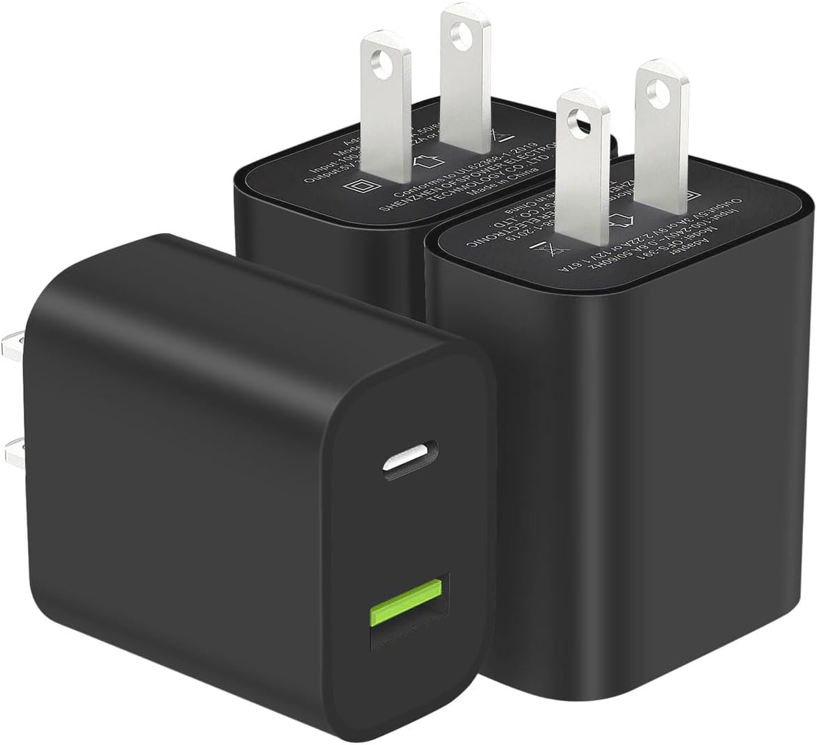 3 Pack USB C Charger Block, Dual Port Type C Wall Charger Fast Charging