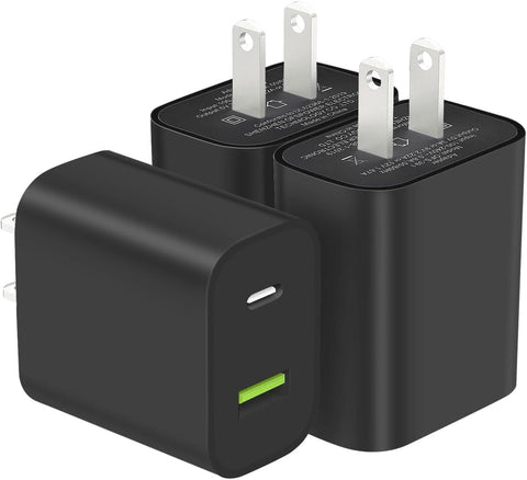 3 Pack USB C Charger Block, Dual Port Type C Wall Charger Fast Charging
