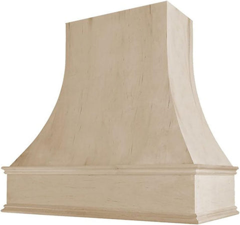 Curved Range Hood (37.5" W x 48" H) – Handcrafted in the USA – Premium Cabinet-Grade Plywood & Maple Veneer – Seamless Fit with TradeWinds Ventilation Units – High-End Kitchen Focal Point