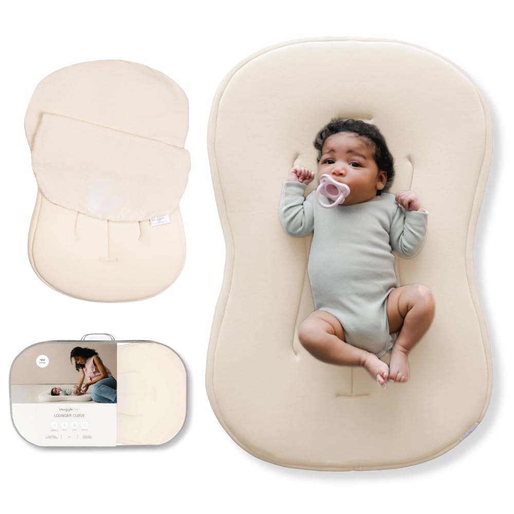 snuggle me Organic Newborn Baby Infant Lounger Pillow & Travel Bag - Natural
