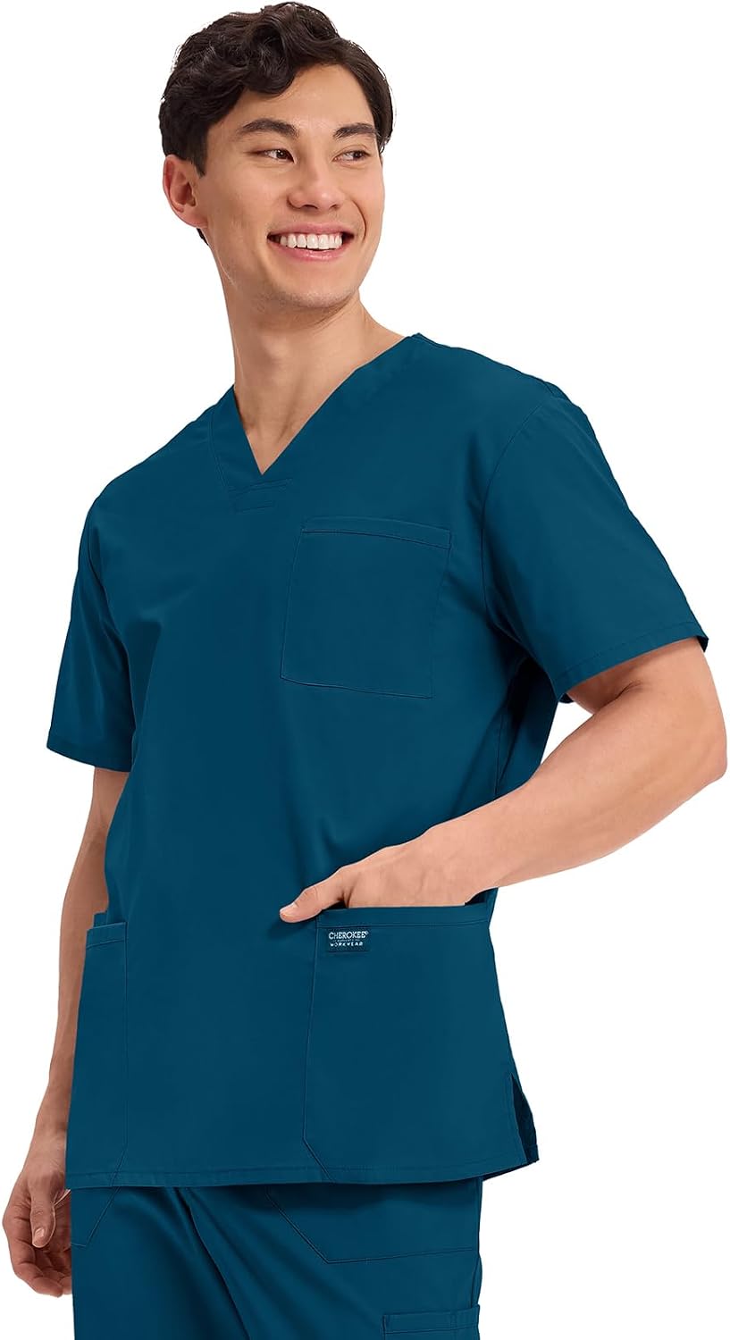 Cherokee WW Professionals Men's V-Neck Scrub Top 4 Pockets Medical Shirt