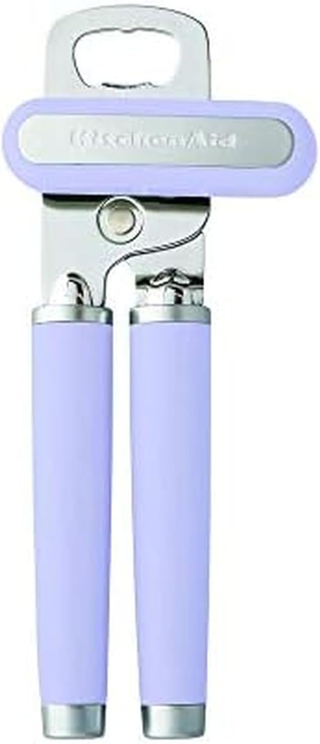 KitchenAid Classic Multifunction Can Opener and Bottle Opener Easy to Use, Razor Sharp Stainless Steel Cutting Wheel, Soft Ergonomic Handles, Lavendar Cream