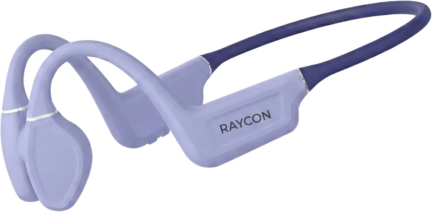 Raycon Bone Conduction Headphones Bluetooth - Open Ear Running Headphones, Sweat & Water-Resistant Earbuds with Mic for Sports & Workouts, 13hr Playtime (Purple)