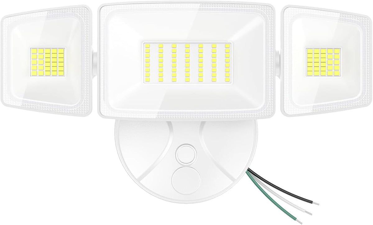 Onforu 75W Flood Lights Outdoor, 7000LM Brightness Security Lights Switch Controlled, 3 Adjustable Heads, IP65 Waterproof, 6500K Wall Mount Exterior LED Flood Light