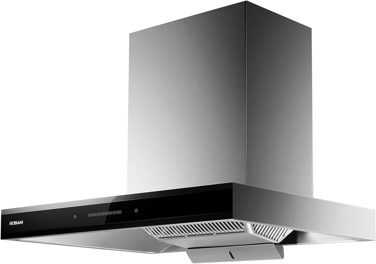 ROBAM Wall Mount Range Hood 36" A832, 1100 CFM with 9-Speed Slide & Touch Control, Ductless/Ducted Convertible Kitchen Hood, Delay Shutoff and Oil Separation with the Charcoal Filter