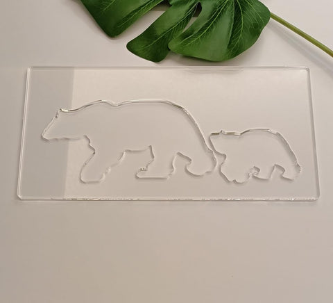 Clear Acrylic Bear Router Template,Bear and Cub Router Template,Router Inlay Template for Woodworking and Craft (6''x12'')