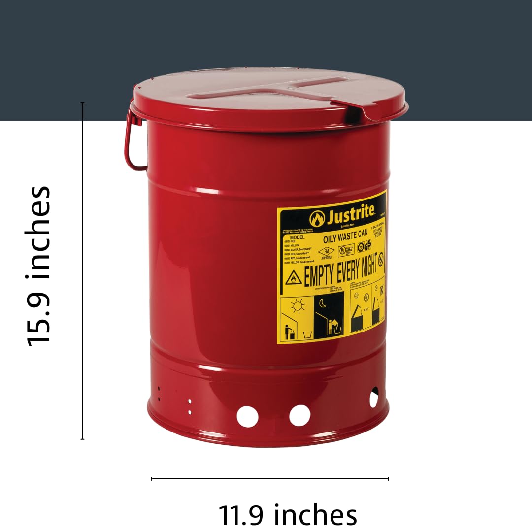 Justrite 6 Gallon Galvanized Steel Oily Waste Can