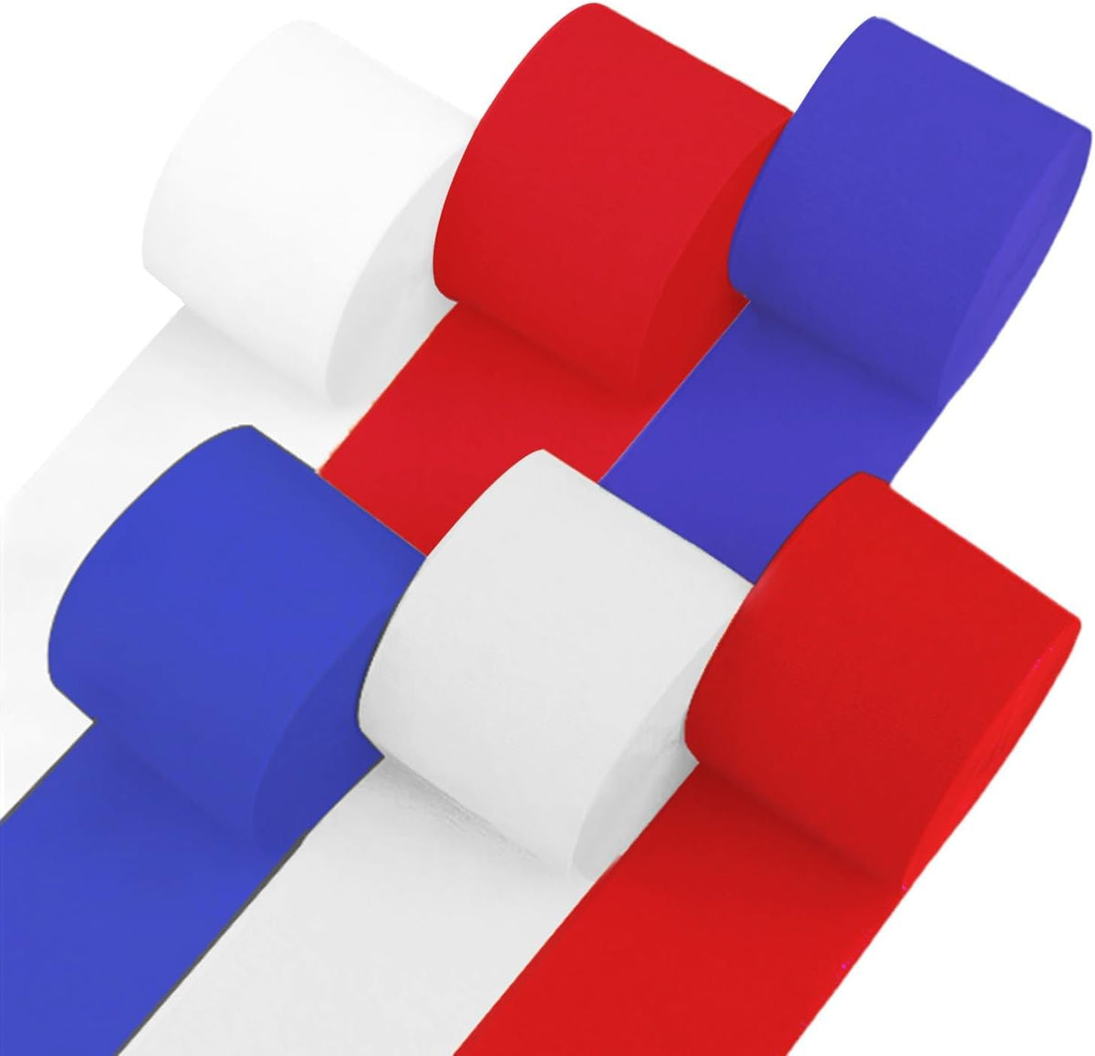 6 Red White Blue Streamers, 492ft Pack of Crepe Paper Party Decorations