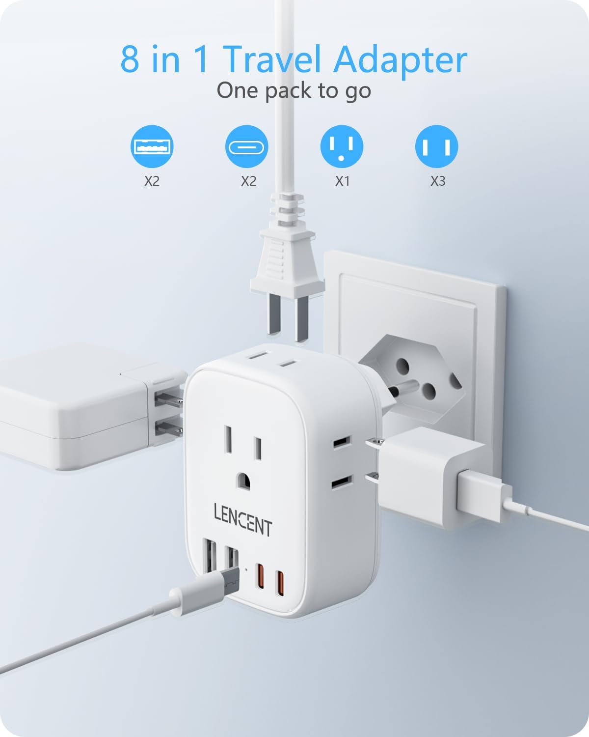 LENCENT Switzerland Travel Plug Adapter, Swiss Power Adaptor with 4 Outlets
