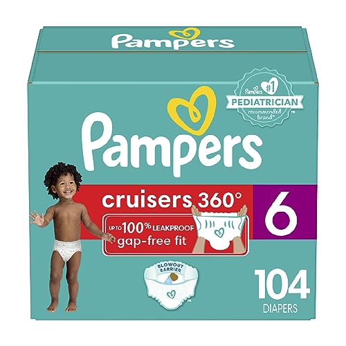 Pampers Cruisers 360 Diapers - Size 6, One Month Supply (104 Count), Pull-On Disposable Baby Diapers, Gap-Free Fit