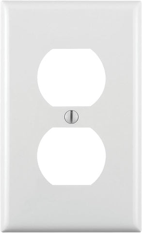 Leviton 1-Gang Duplex Device Receptacle Wallplate, Standard Size, Thermoplastic Nylon, Device Mount, 1 Pack, 80703-W, White