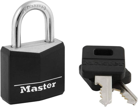 Master Lock 131D 1-3/16" Wide Covered Aluminum Keyed Padlock, One Pack, Black