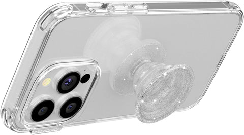 PopSockets Adhesive Phone Grip, Holder- Clear Glitter