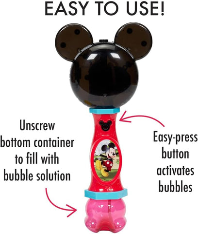 Little Kids Disney Mickey Mouse Light and Sound Musical Bubble Wand, Includes Bubble Solution, Multi (20511)