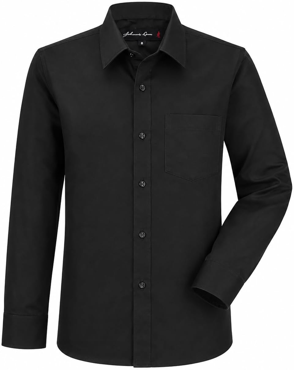 Boys Long Sleeve Dress Shirt, Poly-Cotton Button Down Formal Shirt, Baby to Teen Sizes