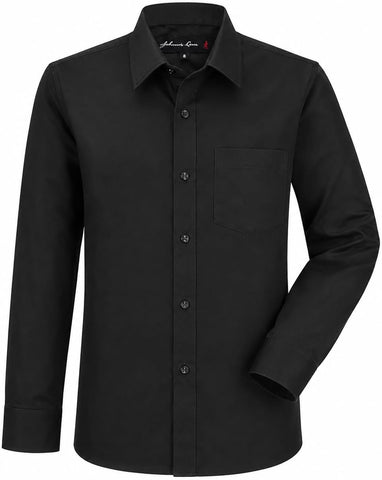 Boys Long Sleeve Dress Shirt, Poly-Cotton Button Down Formal Shirt, Baby to Teen Sizes