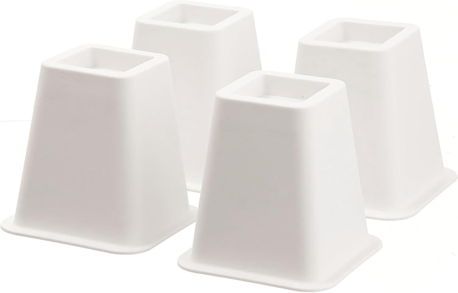 HOME IT 5 to 6-inch Super Quality Black Bed Risers - Helps You Storage Under the Bed - 4-Pack (White)