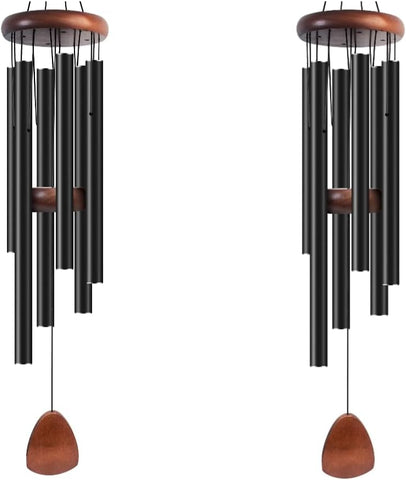 Bursvik 37" Aluminum Wind Chimes for Outside (2 Pack Black)