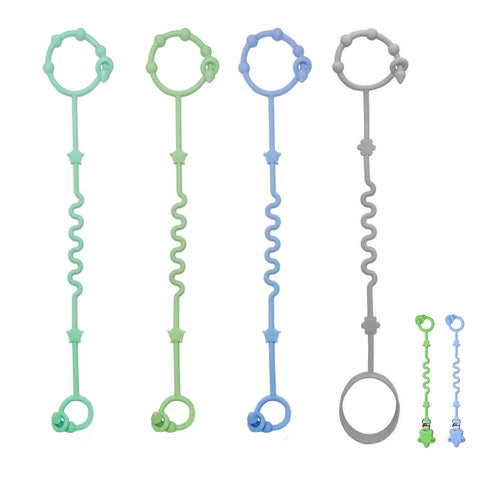 Baby Toy Strap, RTMOK Silicone Bottle Holding Clip, has 1 Toy Strap to Hold Bottles, 3 Toy Straps to Hold Any Toy, Plus 2 Free Silicone Pacifier Clips