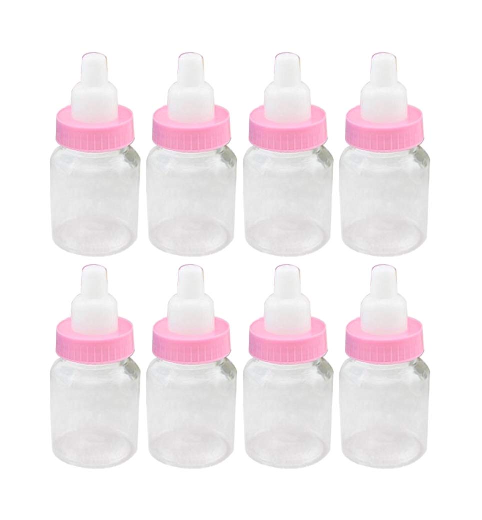Baby Shower Favor - 36 Pack Pink Mini Milk Bottle Party Favor Gift Bag Boxes 1.5" x 3.5" - Baby Shower Candy Jar.