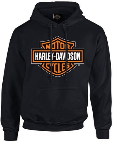 Harley-Davidson Men's Orange Bar & Shield Navy Pullover Sweatshirt 30291742