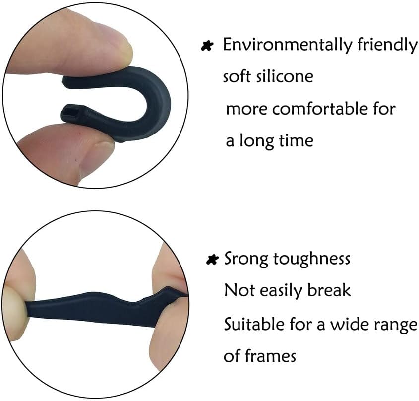 YINGFENG 22 Pairs Black Silicone Eyeglass Ear Grip with Storage Box, Anti Slip Eyeglass Retainer, Premium Silicone Ear Hook, Never Worry About Missing Your Glasses or Sunglasses Again