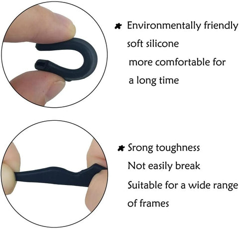 YINGFENG 22 Pairs Black Silicone Eyeglass Ear Grip with Storage Box, Anti Slip Eyeglass Retainer, Premium Silicone Ear Hook, Never Worry About Missing Your Glasses or Sunglasses Again