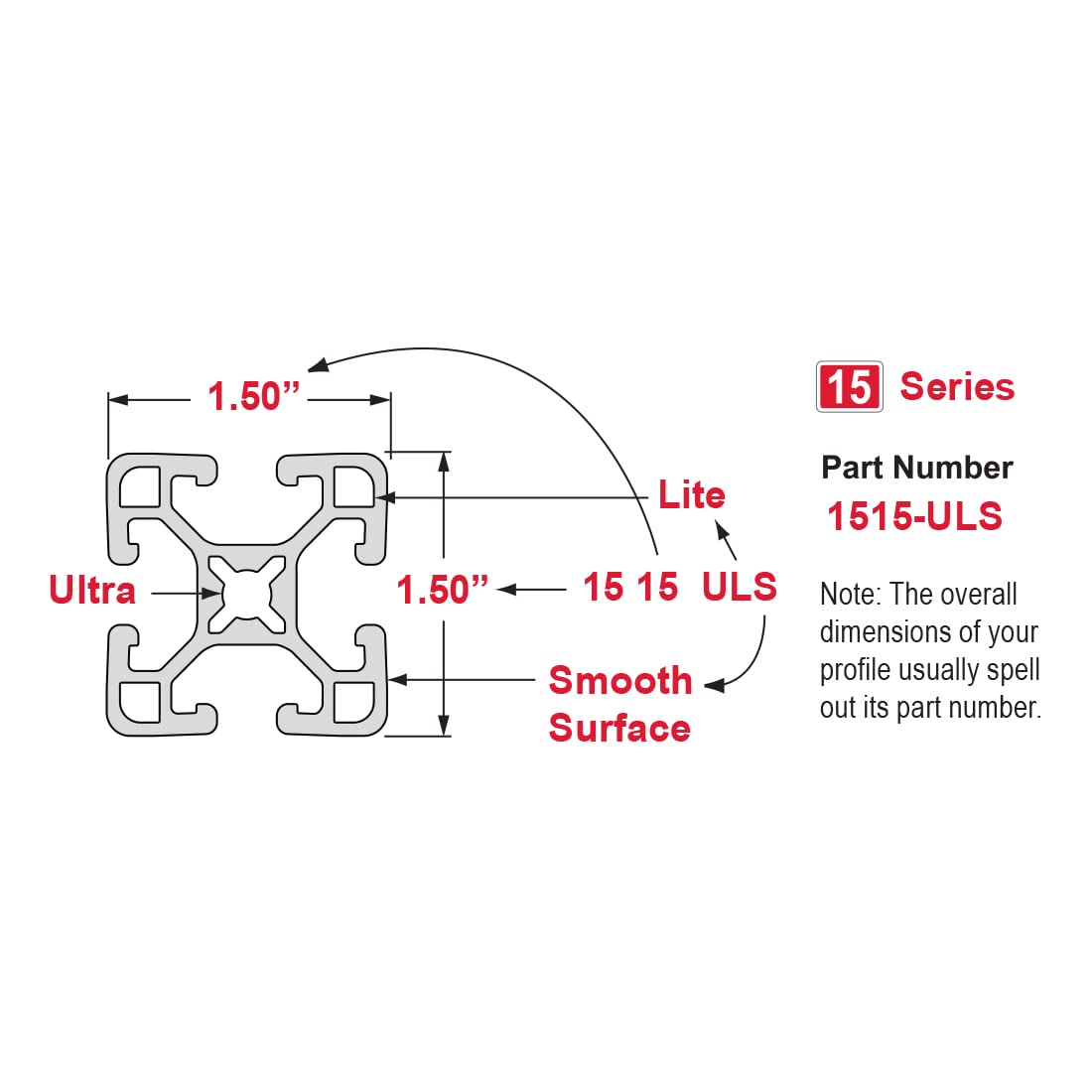 8020, 1515, 15 Series 1.5 Inch x 1.5 Inch T-Slotted Aluminum Extrusion DIY Extruded Linear Slot Bar Rail 80/20 (Ultra Light Smooth, Clear Anodize, 24" Long)