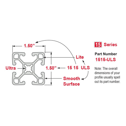 8020, 1515, 15 Series 1.5 Inch x 1.5 Inch T-Slotted Aluminum Extrusion DIY Extruded Linear Slot Bar Rail 80/20 (Ultra Light Smooth, Clear Anodize, 24" Long)