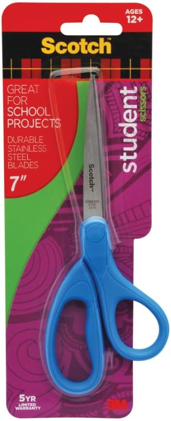 Scotch Kids Pointed Tip Scissors with Soft Touch, 5" (Colors may vary)