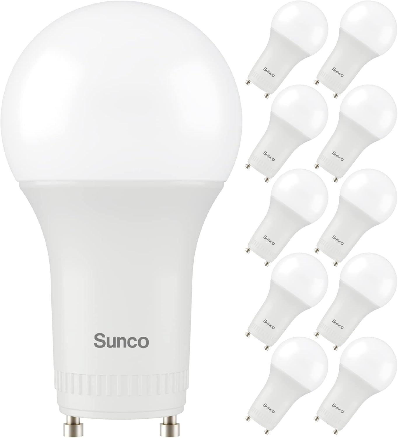 Sunco 10 Pack GU24 LED Light Bulbs, 2 Prong, 9W=60W, 6000K, Dimmable