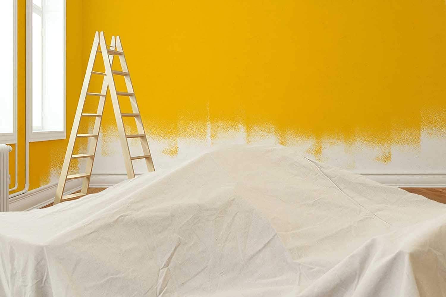 ZUPERIA Canvas Drop Cloth for Painting (Size 4' x12' Feet Pack of 4) Painters Drop Cloth for Painting, Furniture & Floor Protection All Purpose Thick Canvas tarp with Double Stitched Edges