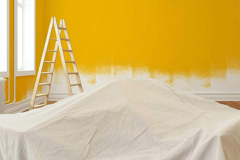 ZUPERIA Canvas Drop Cloth for Painting (Size 4' x12' Feet Pack of 4) Painters Drop Cloth for Painting, Furniture & Floor Protection All Purpose Thick Canvas tarp with Double Stitched Edges