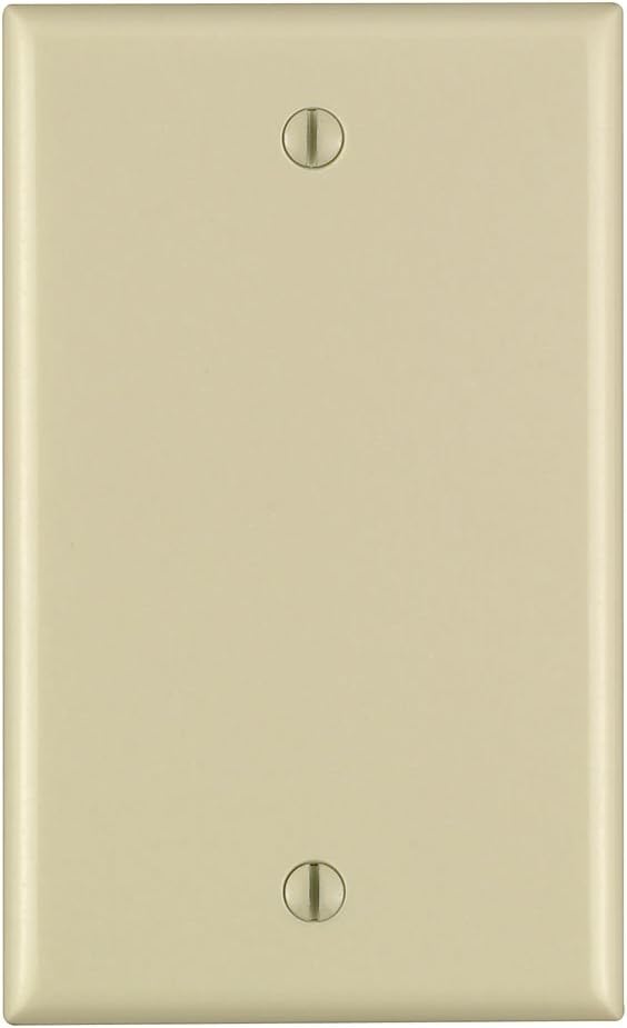 Leviton 86014.0 Standard Size Box Mount 1-Gang No Device Blank Wallplate, Thermoset (25-Pack), Ivory