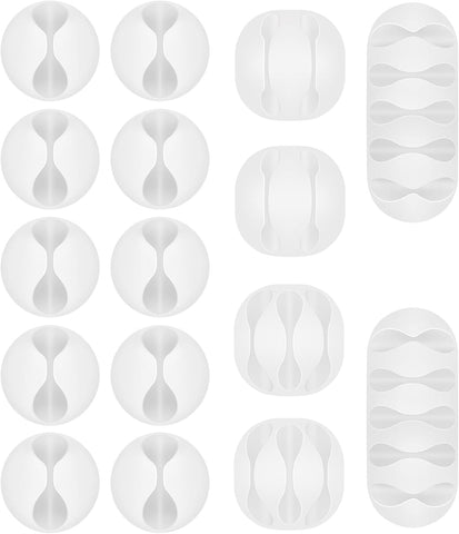 Shintop 16pcs Cable Clips for Organizing Nightstand Phone Chargers (White)