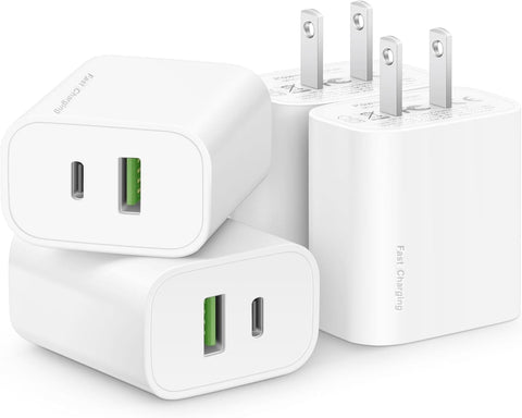 4 Pack USB C Charger Block,20W USB-C & USB-A Port Charger,for i Phone 17/16