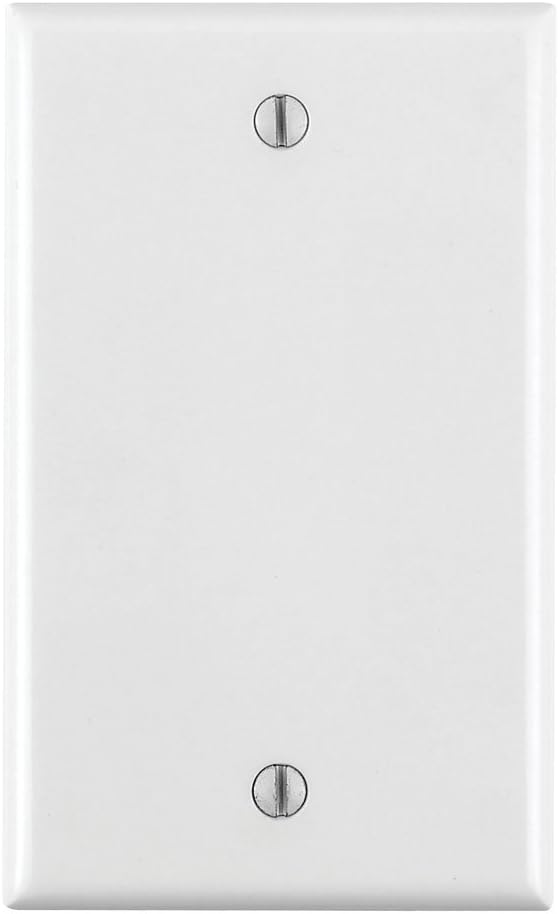 Leviton 1-Gang No Device Blank Wallplate, Standard Size, Thermoplastic Nylon, Box Mount, 80714-W, White, (Pack of 2)