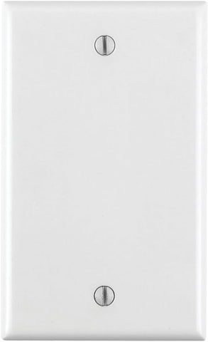 Leviton 1-Gang No Device Blank Wallplate, Standard Size, Thermoplastic Nylon, Box Mount, 80714-W, White, (Pack of 2)