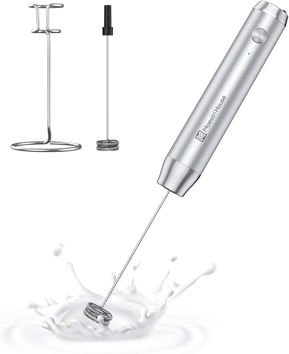 Maestri House LunaFro Rechargeable Milk Frother,Stand & 2 Detachable Whisks