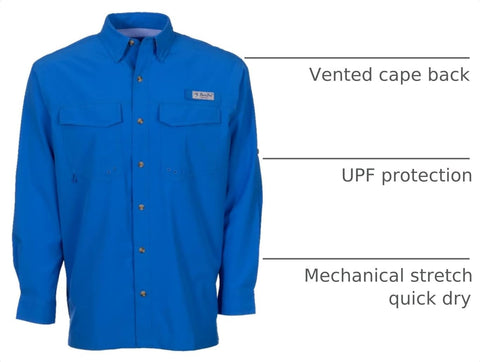 Bimini Bay Outfitters LTD Bimini Flats V Men's Long Sleeve Fishing Shirt Featuring BloodGuard Plus