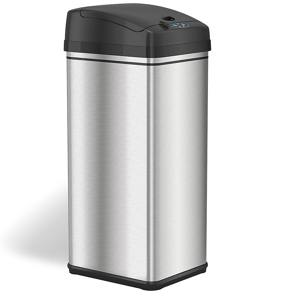 iTouchless 13 Gallon Sensor Trash Can with Lid | Pet Lock and Odor Filter