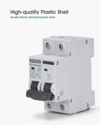 AC Miniature Circuit Breaker, 32 Amp 120V/240V 2 Pole DIN Rail Mount Circuit Breaker, Thermal Magnetic Trip, Solar AC Disconnect Switch MCB C32