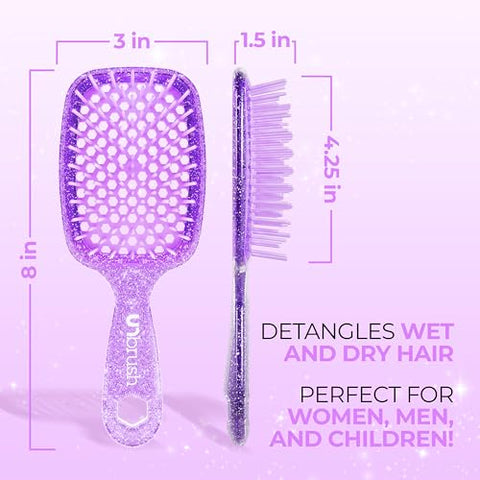 FHI Heat UNbrush Detangling Brush for Pain-Free Brushing on All Wet or Dry Hair Types — Durable DuoFlex Anti-Static Bristles, Lightweight Handle, Vented Hair Brush, Amethyst Lavender